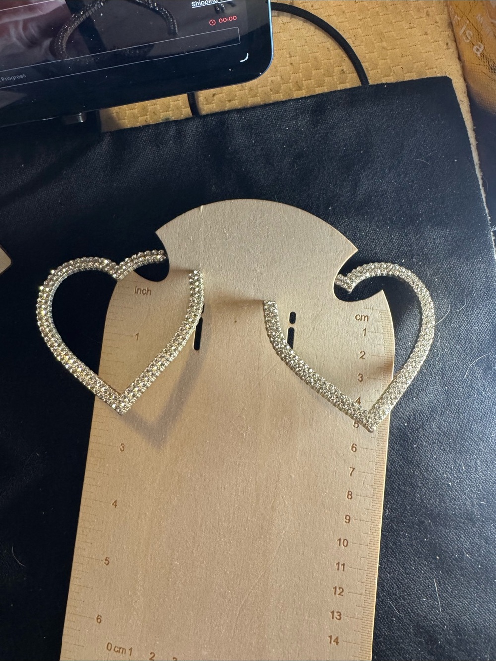 ★ Rhinestone Heart Hoop Earrings Sparkly Silver Statement Earrings